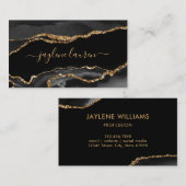 シックモダンブラック金ゴールドアゲフェイクートマーブル 名刺 (正面/裏面)