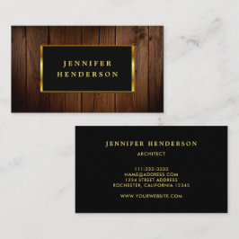 シックモダンブラック金ゴールドウッドパターンプロフェッショナル 名刺