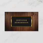 シックモダンブラック金ゴールドウッドパターンプロフェッショナル 名刺 (正面)