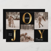 シックモダンブラック金ゴールドジョイメリークリスマスフォトH シーズンカード (正面/裏面)