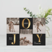 シックモダンブラック金ゴールドジョイメリークリスマスフォトH シーズンカード (スタンド正面)