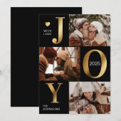 シックモダンブラック金ゴールドフォトコラージジョークリスマス シーズンカード (正面/裏面)