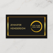 シックモダンブラック金ゴールドプロフェッショナル追加ロゴ 名刺 (正面)