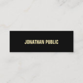 シックモダンブラック金ゴールド文字エレガントシンプルプレーン スキニー名刺 (正面)