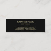 シックモダンブラック金ゴールド文字エレガントシンプルプレーン スキニー名刺 (裏面)