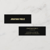 シックモダンブラック金ゴールド文字エレガントシンプルプレーン スキニー名刺 (正面/裏面)