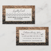 シックモダンブラック金ゴールド水玉模様ブラック紙吹雪 ロイヤリティカード (正面/裏面)