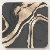 シックモダンブラック金ゴールド絵を描抽象芸術大理石 コースター (正面)