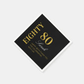 シックモダンブラック金ゴールド80th誕生日パーティー スタンダードカクテルナプキン (角)