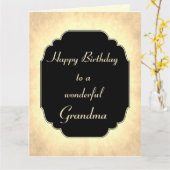 シックモダンブラック&クリーム誕生日おばあちゃん カード (黄色い花)