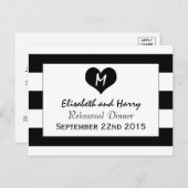 シックモダンブラック&ホワイトのリハ結婚ーサルディナー ポストカード (正面/裏面)