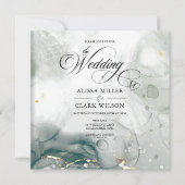 シックモダンブラック&ホワイトウォーター結婚カラー 招待状 (正面)