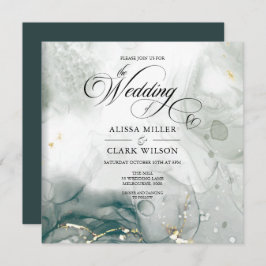 シックモダンブラック&ホワイトウォーター結婚カラー 招待状