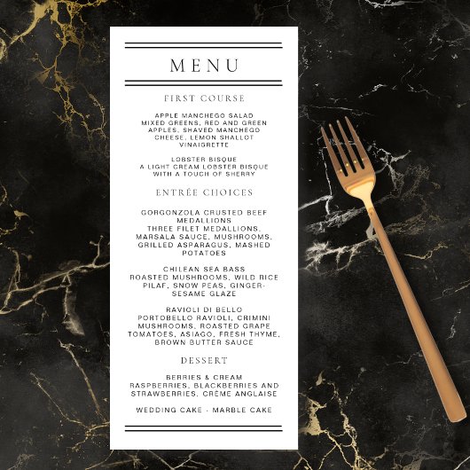 シックモダンブラック&ホワイトタイポグラフィ メニュー