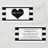 シックモダンブラック&ホワイトベビーシャワーチケット エンクロージャーカード (正面/裏面)