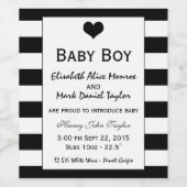 シックモダンブラック&ホワイトベビー発表 ワインラベル (シングルラベル)