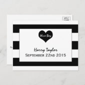 シックモダンブラック&ホワイトベビー発表 案内ポストカード (正面/裏面)