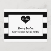 シックモダンブラック&ホワイトベビー発表 案内ポストカード (正面)