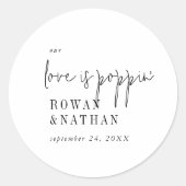 シックモダンブラック&ホワイト私たちの愛はポップピン ラウンドシール (正面)