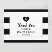 シックモダンブラック&ホワイト結婚ズ・サンキュー ポストカード (正面)