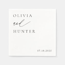 シックモダンブラック&ホワイト結婚ズ スタンダードカクテルナプキン