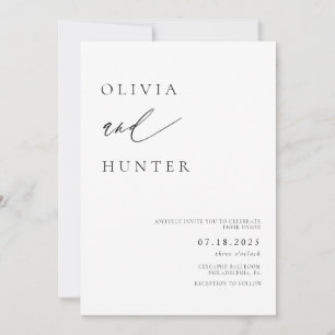 シックモダンブラック&ホワイト結婚ズ 招待状