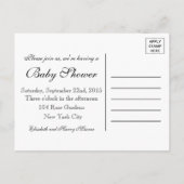 シックモダンブラック&ホワイト赤ちゃんシャワー インビテーションポストカード (裏面)