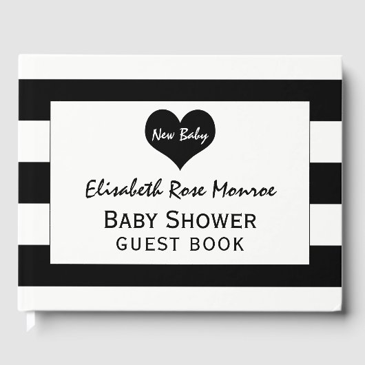 シックモダンブラック&ホワイト赤ちゃんシャワー ゲストブック (正面)