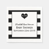 シックモダンブラック&ホワイト赤ちゃんシャワー スタンダードカクテルナプキン (正面)