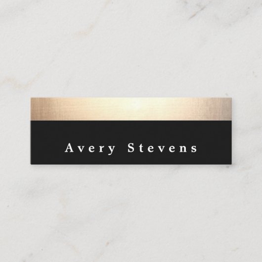 シックモダンブラック&金ゴールドストライプの スキニー名刺 (正面)