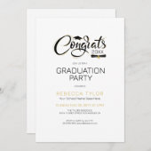 シックモダンブラック&金ゴールドトポグレーパーティー招待状 招待状 (正面/裏面)