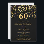 シックモダンブラック&金ゴールド60誕生日 招待状<br><div class="desc">シックエレガントブラック&金ゴールド60th誕生日パーティー招待状</div>