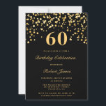 シックモダンブラック&金ゴールド60誕生日 招待状<br><div class="desc">シックエレガントブラック&金ゴールド60th誕生日パーティー招待状</div>