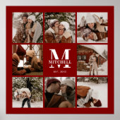 シックモダンブルゴーニュ家族フォトコラージキープサケ ポスター (正面)