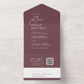 シックモダンブルゴーニュQRコードが好き結婚 オールインワン招待状 (内側)