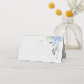 シックモダンブルーあじさい結婚さんのテーブル プレイスカード (正面)