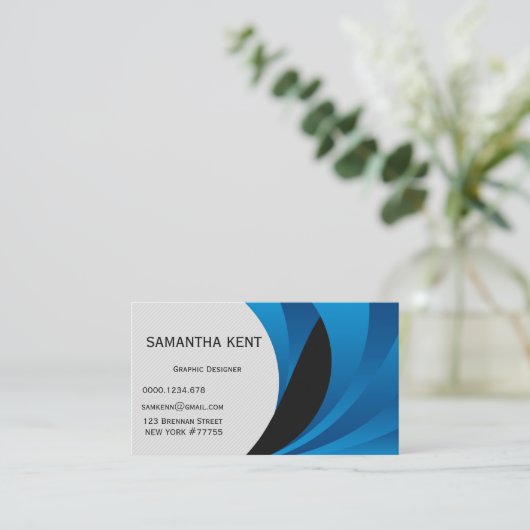 シックモダンブルーとホワイト 名刺 (スタンド正面)