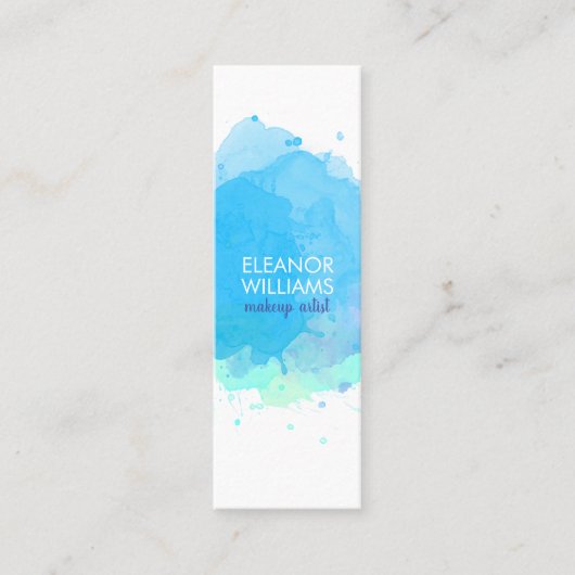 シックモダンブルーウォーターカラーブロスクエア スキニー名刺 (正面)