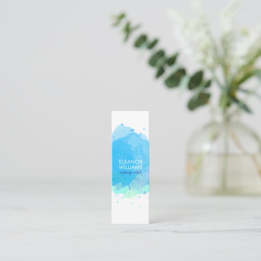シックモダンブルーウォーターカラーブロスクエア スキニー名刺 (スタンド正面)