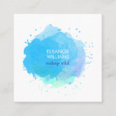 シックモダンブルーウォーターカラーブロ スクエア名刺 (正面)