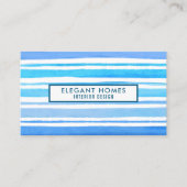 シックモダンブルーウォーターストライプカラー 名刺 (正面)