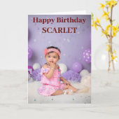 シックモダンブルーカスタム誕生日挨拶 カード (黄色い花)