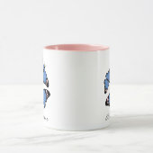 シックモダンブルーバタフライデザインパーソナライズされた マグカップ (中央)