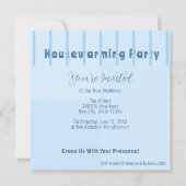 シックモダンブルーフェンス引っ越し祝いパーティーパーティー招待状 案内状 (正面)