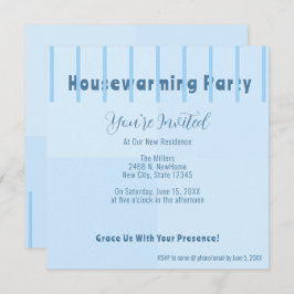 シックモダンブルーフェンス引っ越し祝いパーティーパーティー招待状 案内状