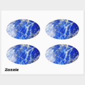 シックモダンブルーマーブルストーン 楕円形シール (シート)