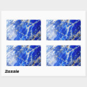シックモダンブルーマーブルストーン 長方形シール (シート)