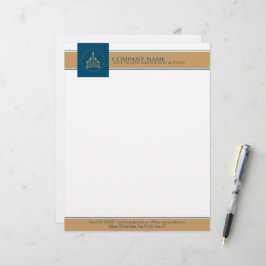 シックモダンブルー、ホワイト、ブラウン実在エステートエージェント レターヘッド