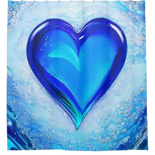 シックモダンブ鮮やかルークリスタルハート シャワーカーテン (正面)