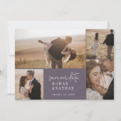 シックモダンプラムパープルフォトコラージュ セーブザデート (正面)